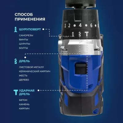 Шуруповерт-электробур HELIOS 18V 6A (HS-LB176) 
