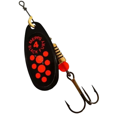 Блесна Mepps в блистере Black Fury Orange (красные точки) черная №4 (8.0гр)449406