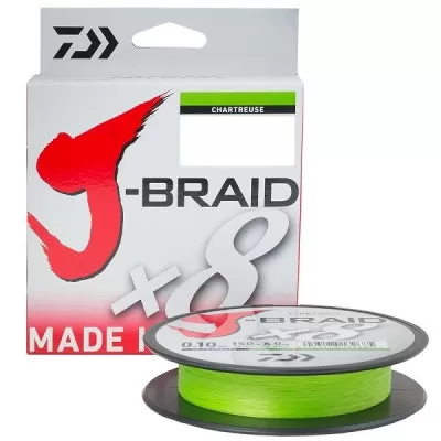Леска плетеная DAIWA "J-Braid X8" 0.18мм/150м (флуор.-желтая)