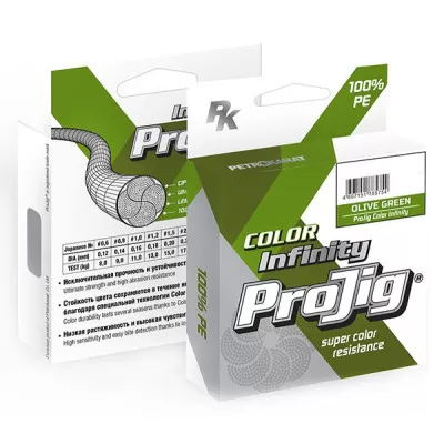 Шнур ProJig Infinity 0,12 мм, 8,0 кг, 100 м, хаки409319