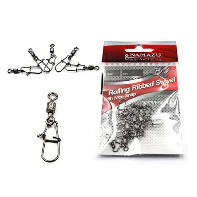 Вертлюг двойн. с заст. Namazu HS 2X ROLLING SWIVELS WITH NICE SNAP, цв. BN, р. 6, test-12кг(уп.10шт)