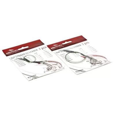 Поводок стальной NAMAZU 1х7 Nylon Coated Green, d-0,39 мм, L-30 см, с живцовым крючком №1