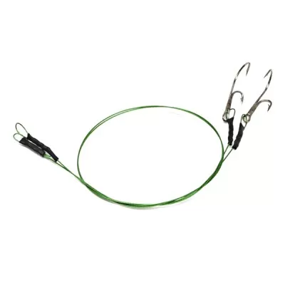 Поводок стальной NAMAZU 1х7 Nylon Coated Green, d-0,33 мм, L-30 см, с живцовым крючком №2433684
