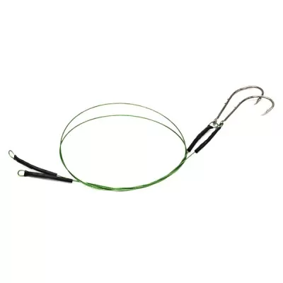 Поводок стальной NAMAZU 1х7 Nylon Coated Green, d-0,39 мм, L-30 см, с одинарным крючком №1/0