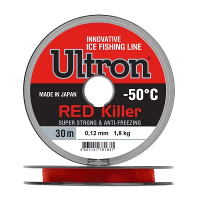 Леска ULTRON Red Killer 0,08 мм, 0,9 кг, 30 м, красная445146
